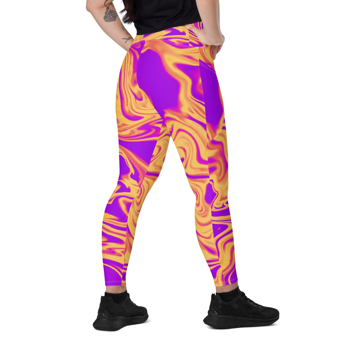 Cosmic Flow Women's Recycled Crossover Leggings With Pockets - FLAKOUT