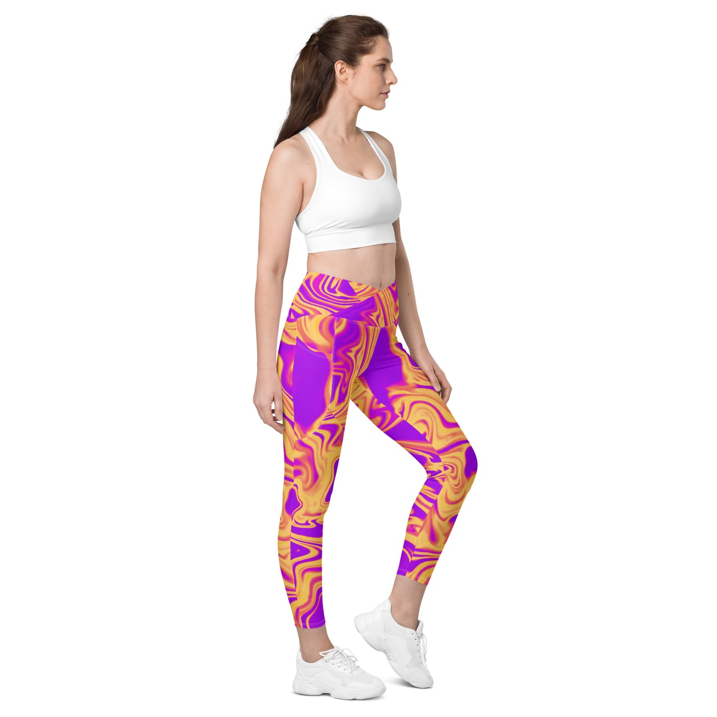 Cosmic Flow Women's Recycled Crossover Leggings With Pockets - FLAKOUT