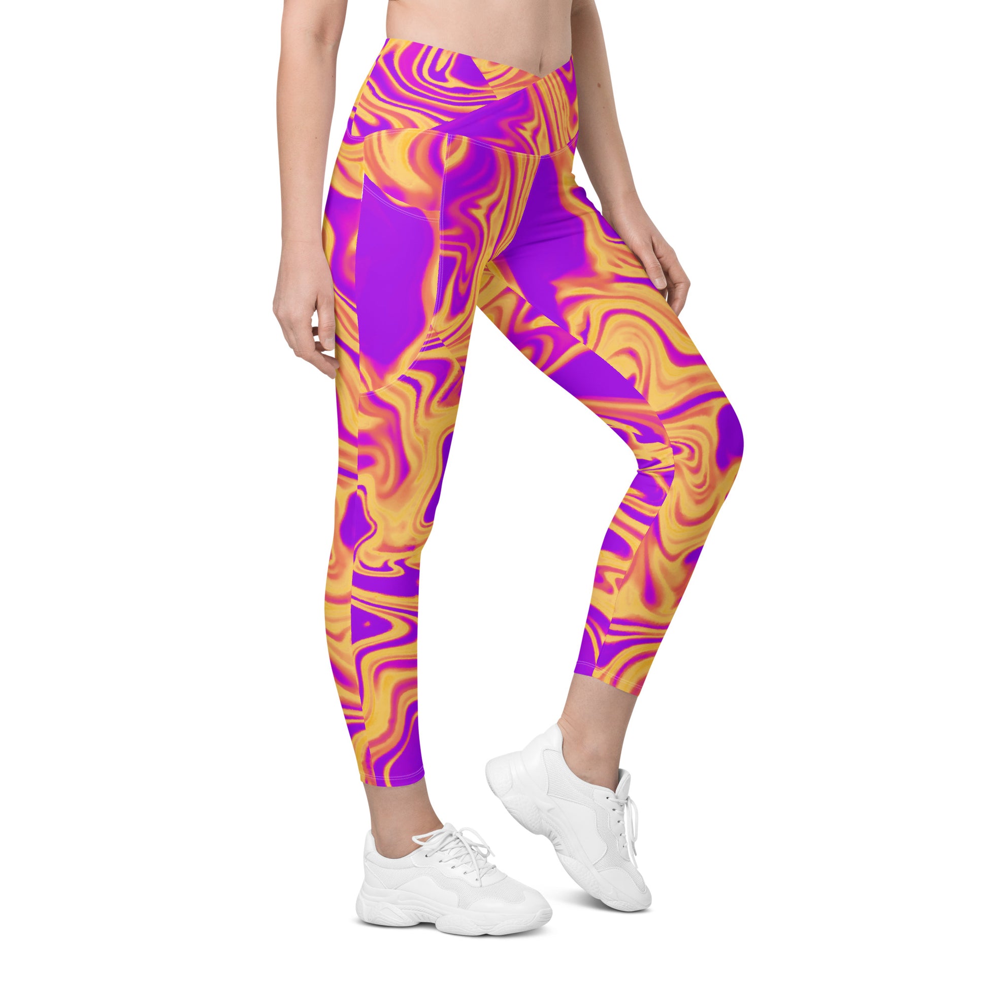 Cosmic Flow Women's Recycled Crossover Leggings With Pockets - FLAKOUT