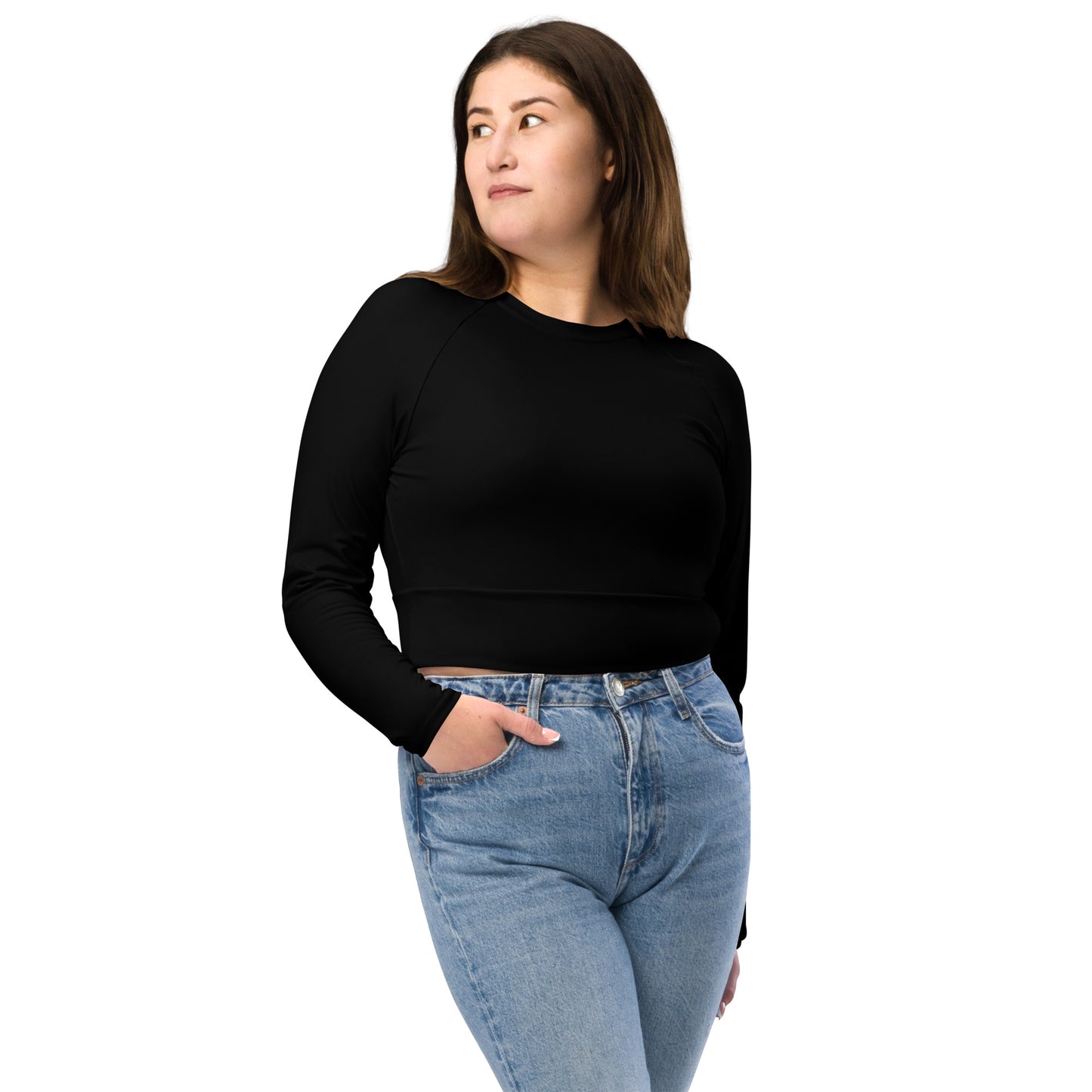 Women's Recycled Long-sleeve Crop Top - Black