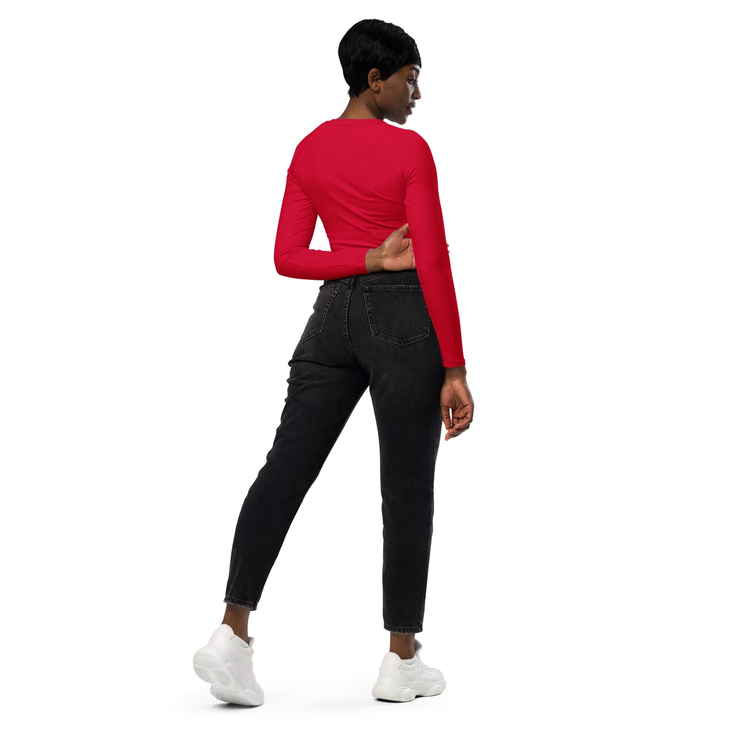 Women's Recycled Long-sleeve Crop Top - Crimson Red