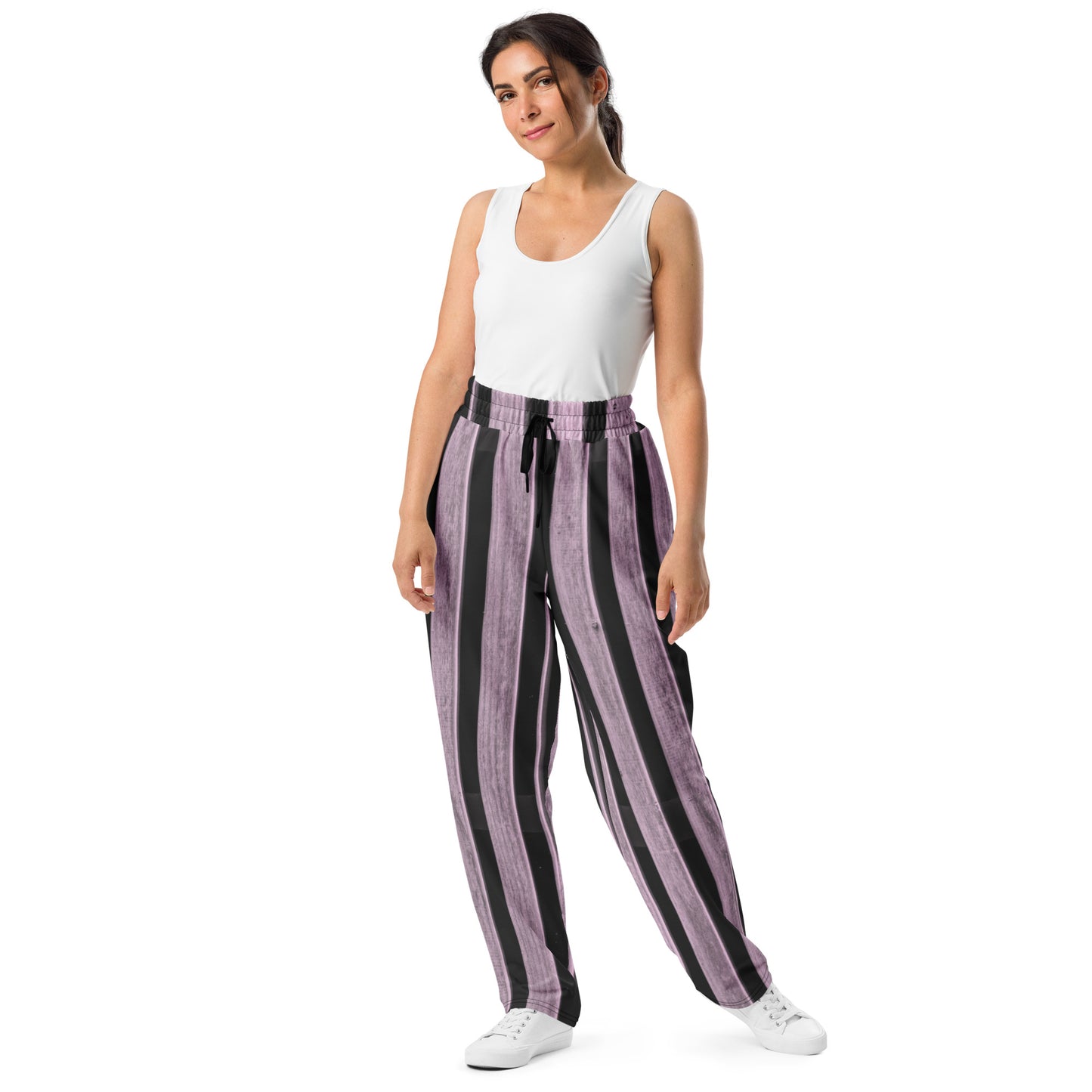 Noir Striations Unisex Wide-leg Recycled Joggers - FLAKOUT