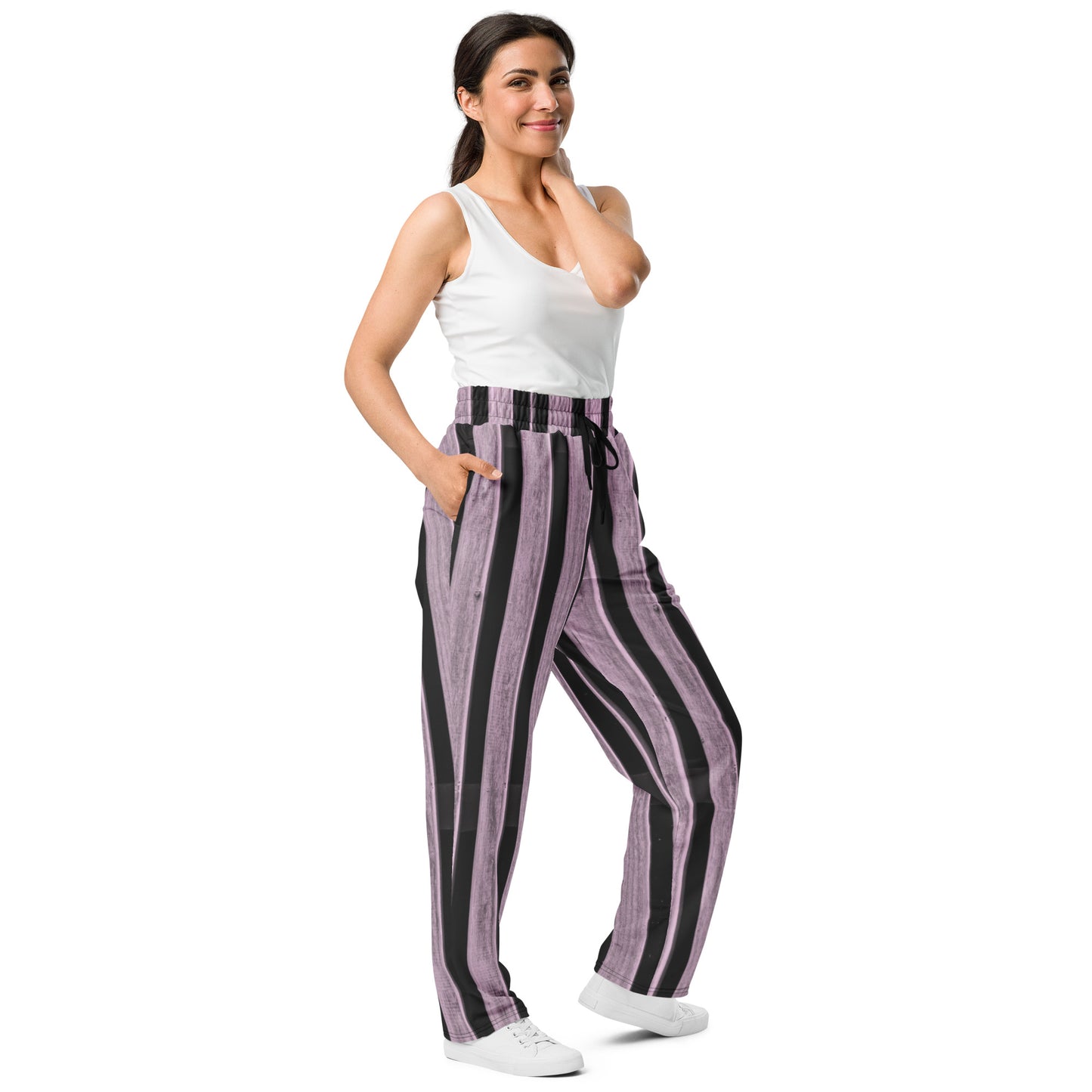 Noir Striations Unisex Wide-leg Recycled Joggers - FLAKOUT