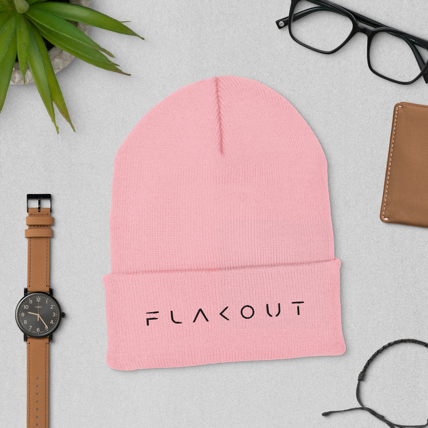 FLAKOUT Logo Embroidered Unisex Cuffed Beanie