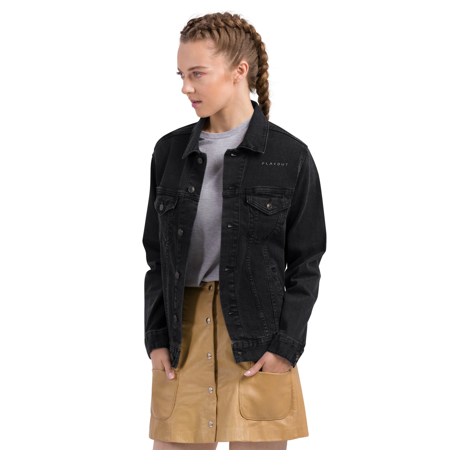 Unisex Denim Jacket Embroidered Logo - FLAKOUT