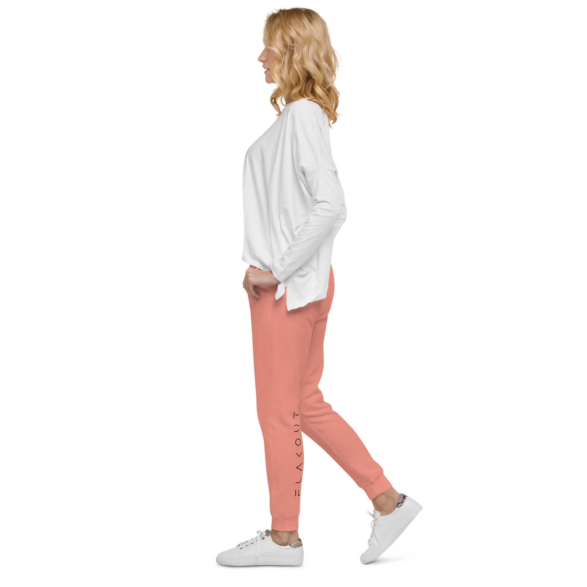 FLAKOUT Logo Back Leg Unisex Fleece Sweatpants - Dusty Rose - FLAKOUT