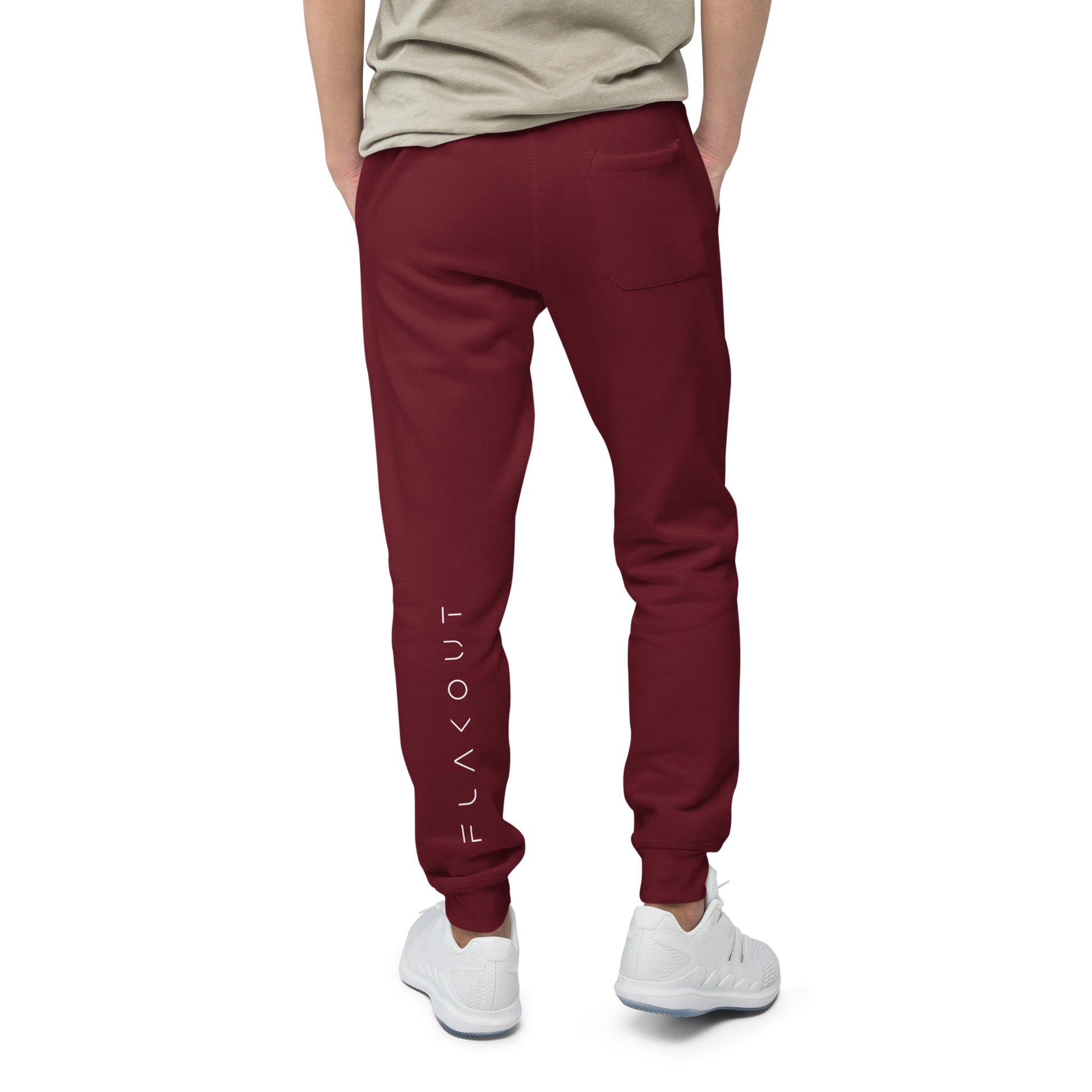 FLAKOUT Logo Back Leg Unisex Fleece Sweatpants - Maroon - FLAKOUT