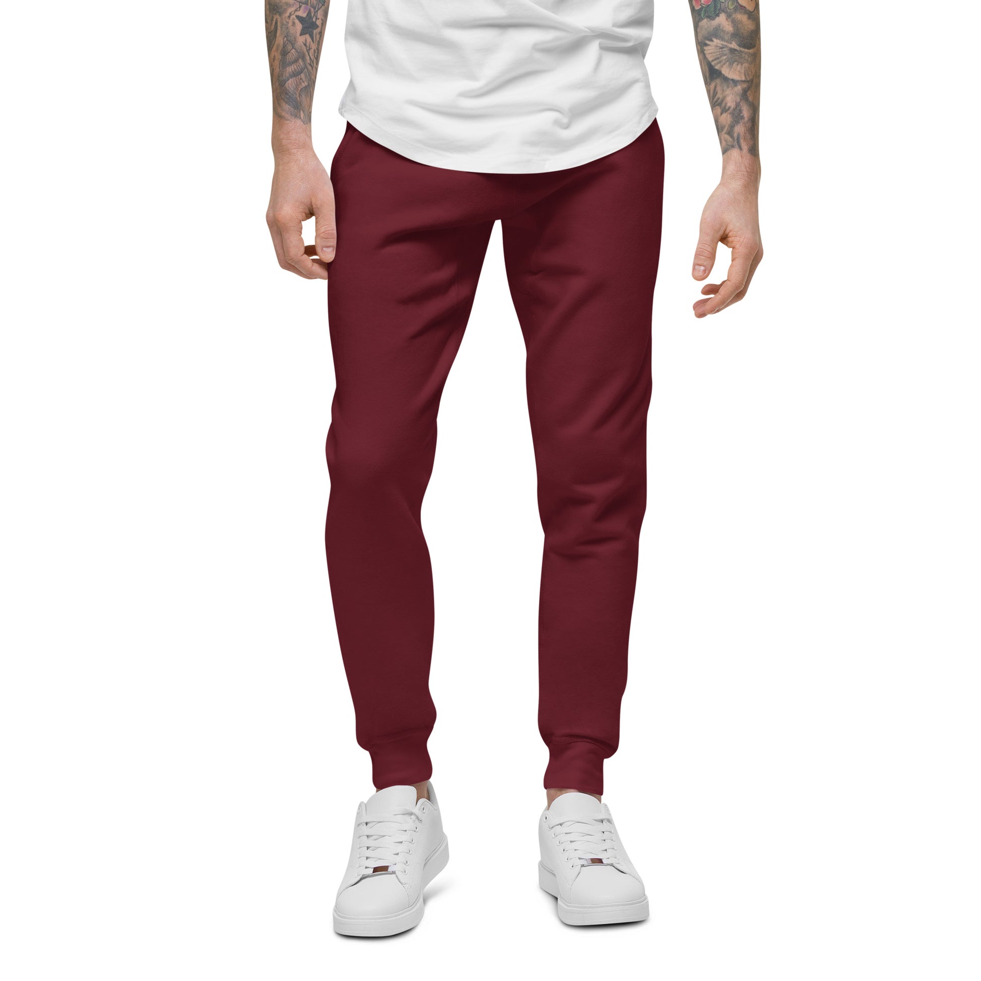 FLAKOUT Logo Back Leg Unisex Fleece Sweatpants - Maroon - FLAKOUT