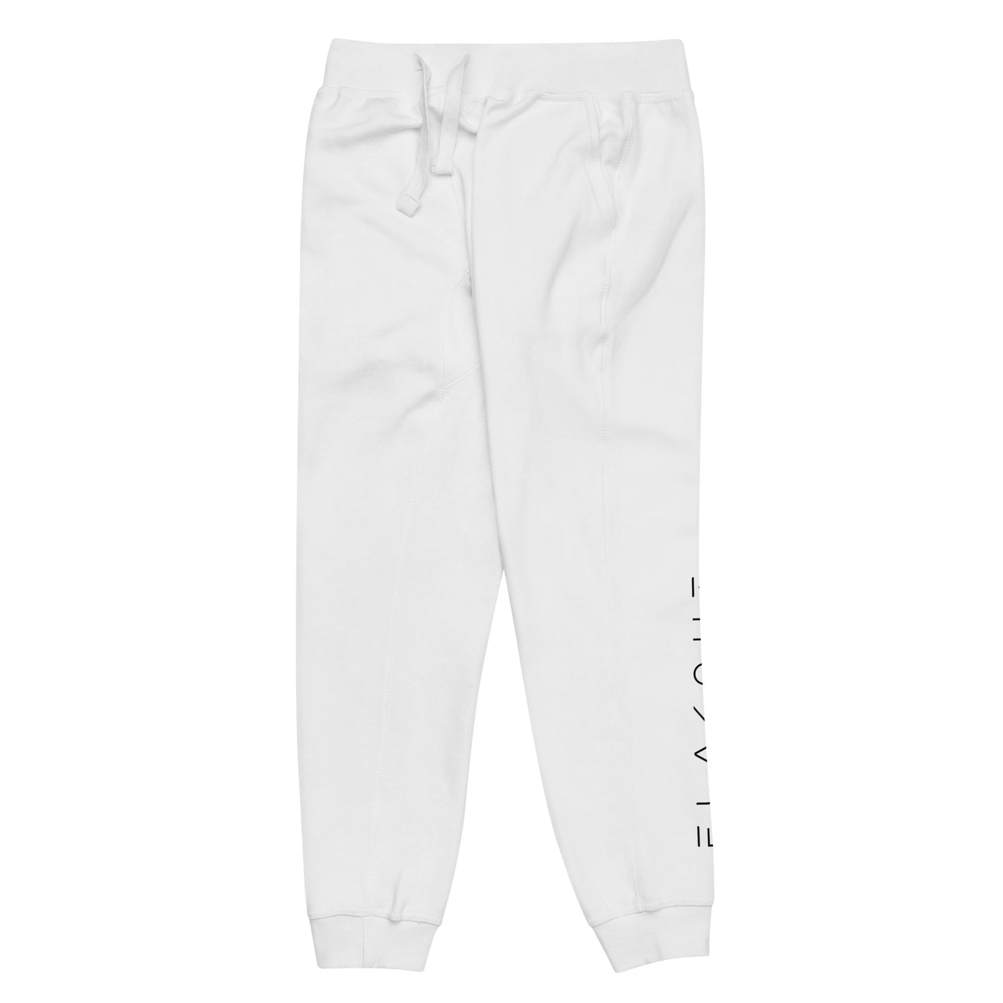 FLAKOUT Logo Back Leg Unisex Fleece Sweatpants - White - FLAKOUT