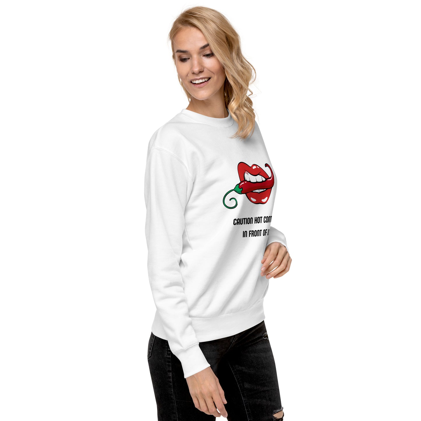 Caution Hot Content In Front Of You Women's Fleece Sweatshirt - FLAKOUT