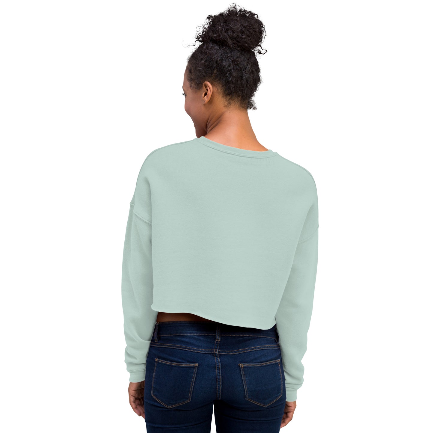 Queenly Girl Power Rebellion Women's Crop Sweatshirt - Dusty Blue - FLAKOUT