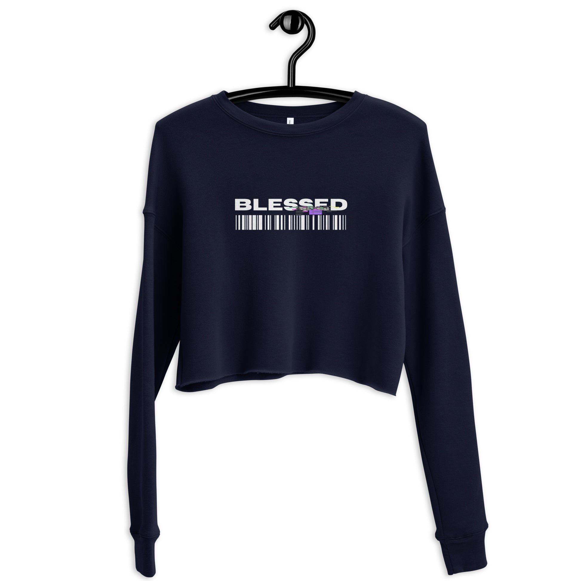 Divine Grace Blessed Women's Crop Sweatshirt - Navy - FLAKOUT