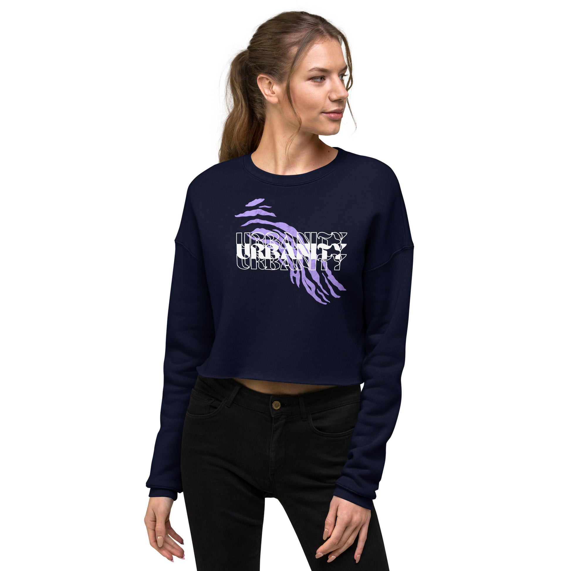 Streetwise Urbanity Women's Crop Sweatshirt - Navy - FLAKOUT