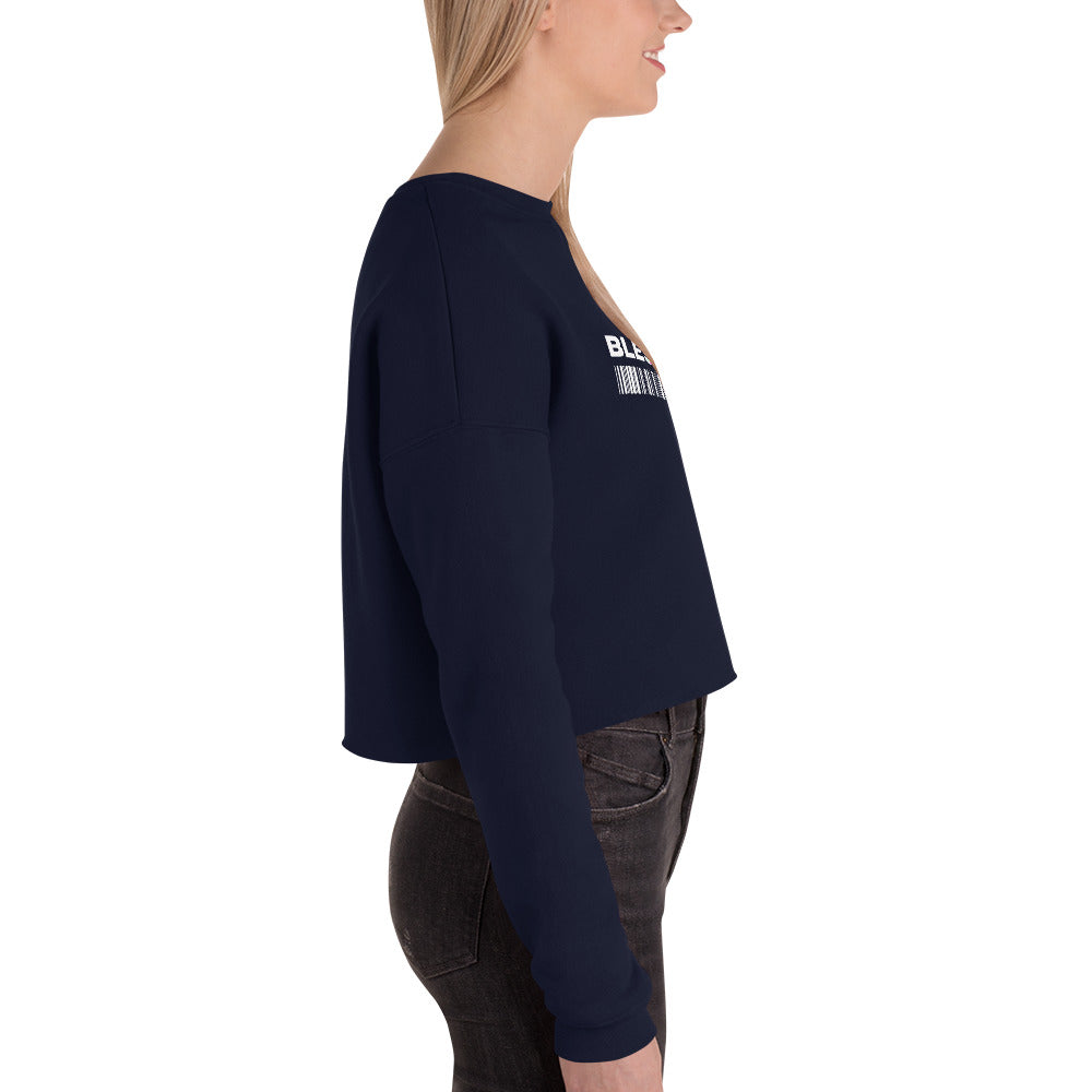 Divine Grace Blessed Women's Crop Sweatshirt - Navy - FLAKOUT