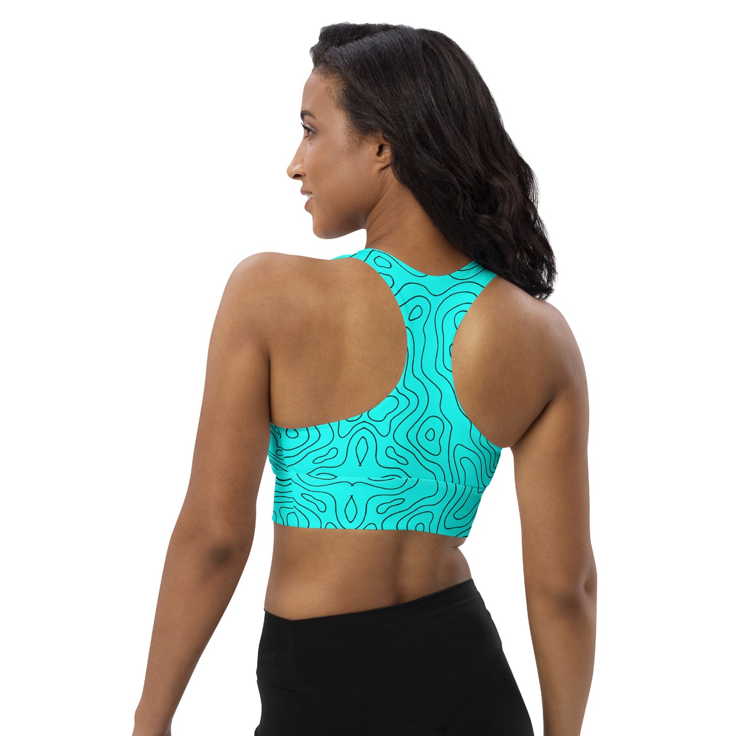 Blue Abyss Women's Longline Sports Bra - FLAKOUT