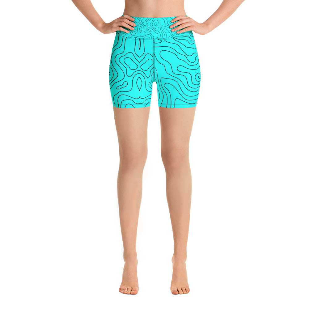 Blue Abyss Women's Yoga Shorts - FLAKOUT